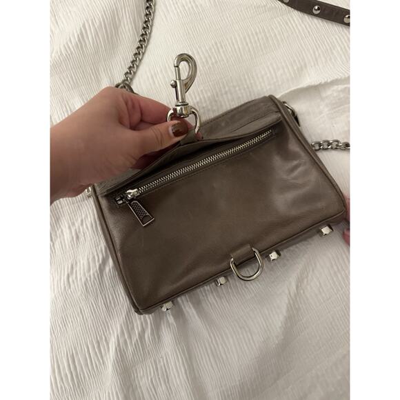Rebecca Minkoff Mini MAC Leather Crossbody Bag Taupe Silver Hardware - Picture 14 of 14